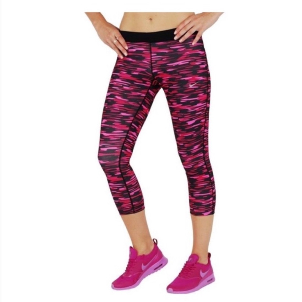 Nike Relay Dri Fit Crop Pants Pink Camo Print XL